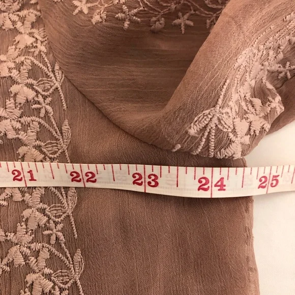 A DIP OF DARLING Victorian Blouse Dusty Rose Pink Embroidered 3/4 Sleeve SZ XL - Picture 12 of 14